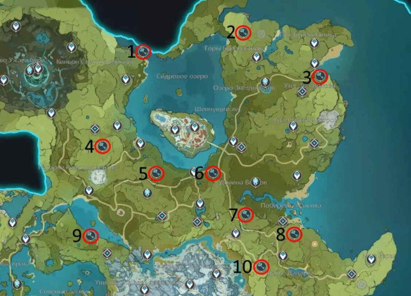 карта усыпальницы глубин Мондштата в Genshin Impact